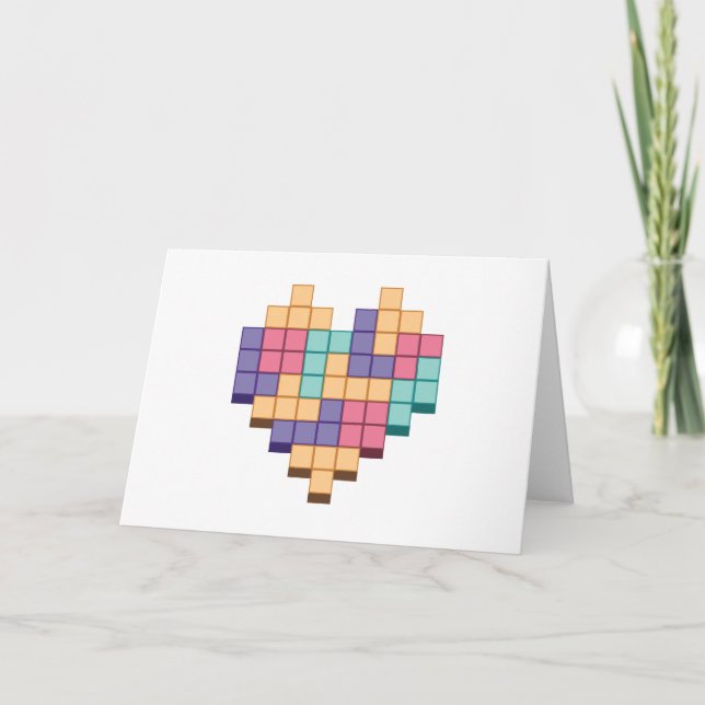 Blockera spel Heart Retro Stil Kort (Framsida)