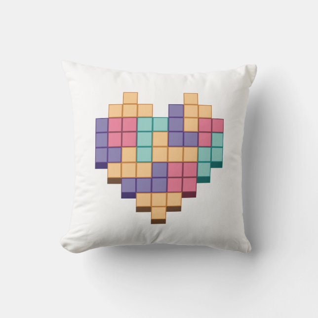 Blockera spel Heart Retro Stil Kudde (Framsida)