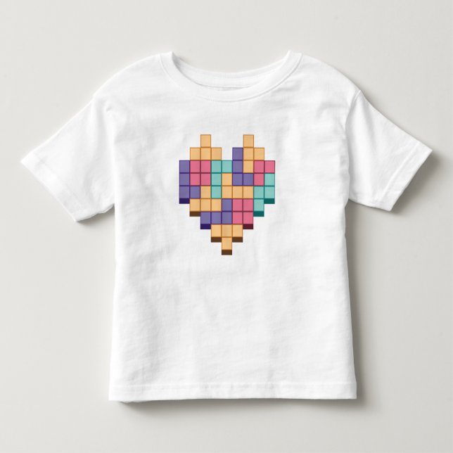Blockera spel Heart Retro Stil T Shirt (Framsida)