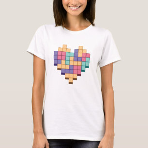 Blockera spel Heart Retro Stil T Shirt