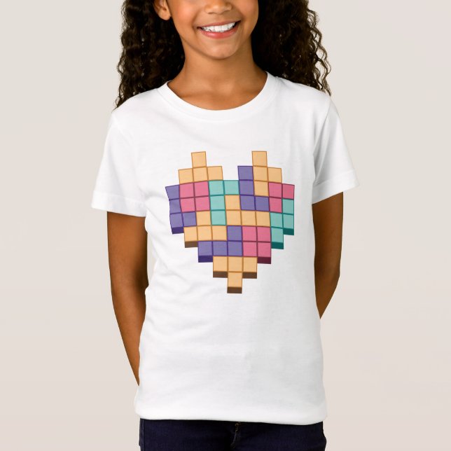Blockera spel Heart Retro Stil T Shirt (Framsida)