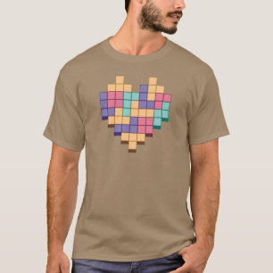Blockera spel Heart Retro Stil T Shirt
