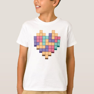 Blockera spel Heart Retro Stil T Shirt