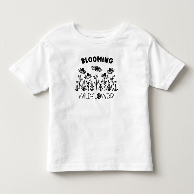 Blockera svart Wildblomvit matchande Mamma T Shirt (Framsida)