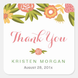 Blockera Tack för Blommigtens bröllop Fyrkantigt Klistermärke