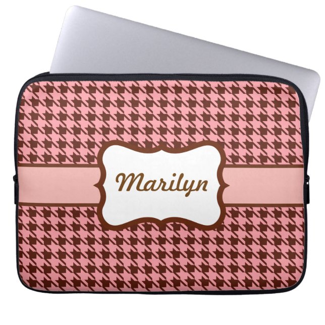 Blockera till personlig Houndstooth bärbar dator Laptop Fodral (Framsidan)