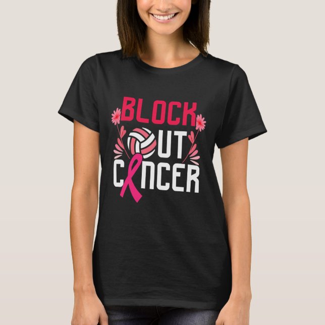 Blockera ut Volleyball Breast Cancer T Shirt (Framsida)