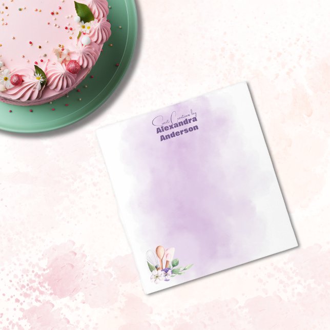 Blockera utensils Lila Vattenfärg Anteckningsblock (Pastry Chef Baking Utensils Purple Watercolor Notepad)