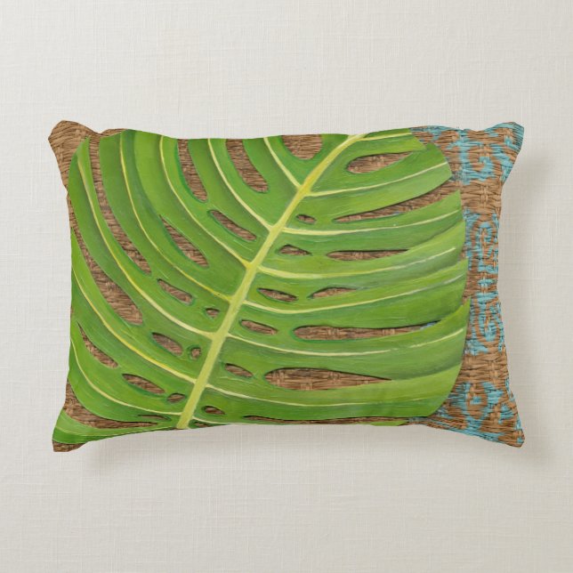 Blockera utskrift av Handflatan i Wicker-bakgrund Prydnadskudde (Framsidan)