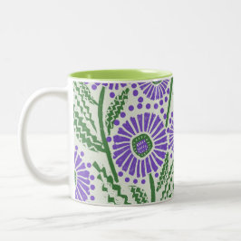 Blockera utskrift av lavendelns Grönt och utformni Två-Tonad Mugg