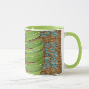 Blockera utskrift, Handflatan på Wicker-bakgrund Mugg