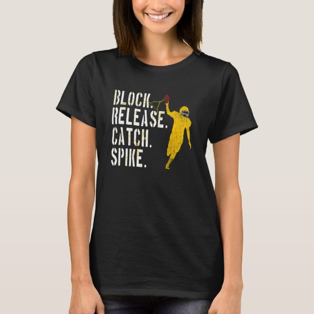 Blockera Utsläpp Catch Spike  Nationella Tight End T Shirt (Framsida)