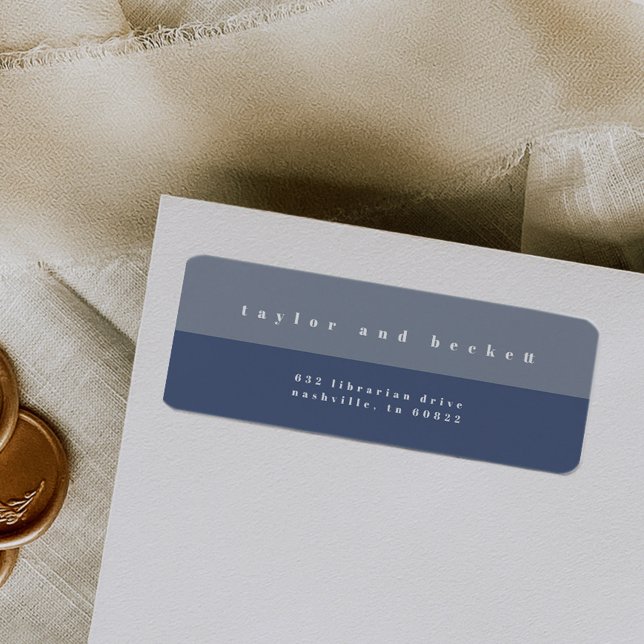 Blockerade Färg-Returetiketter Returadress Etikett (Blue color block return address label.)