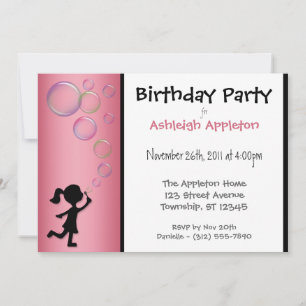 Blockerande Bubbles Rosa Birthday-inbjudningar Inbjudningar