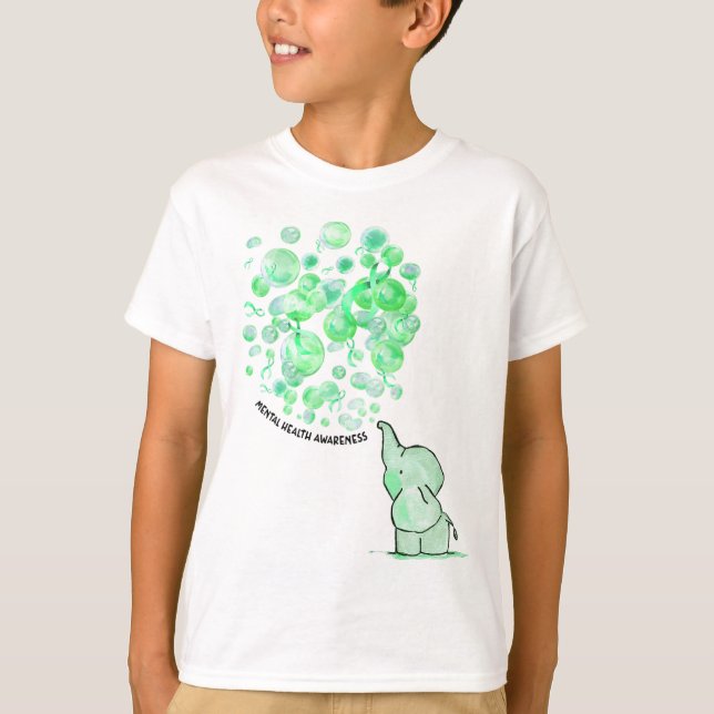 Blockerar Grönt-bubblor Ökad medvetenhet om psykis T Shirt (Framsida)