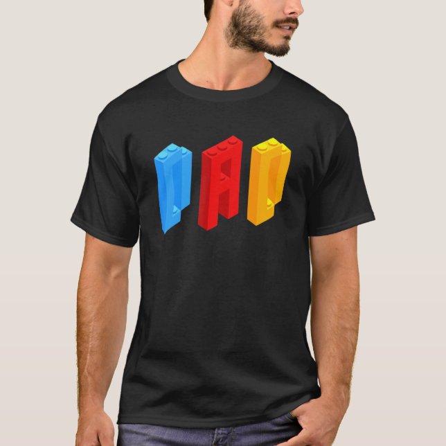 Blockerar Master Pappa Brick Builder Coola Builder T Shirt (Framsida)