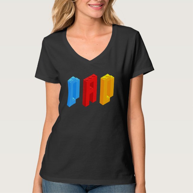 Blockerar Master Pappa Brick Builder Coola Builder T Shirt (Framsida)