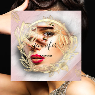 Blockeringsanslutningar: Blommigt QR-kodLogotyp fö Fyrkantigt Visitkort