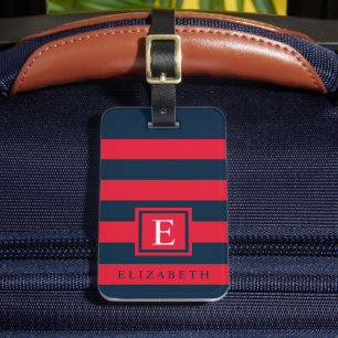 Blocket Anpassade Mörk Navy Blue Red Färg Bagagebricka
