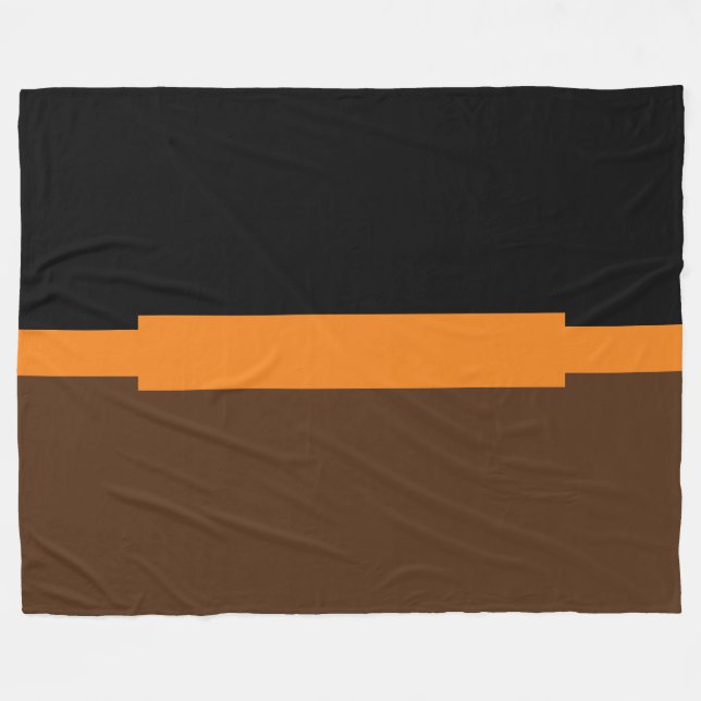 Blocket Banded Black Brown Orange Rustic Färg Bloc Fleecefilt (Framsidan (Horisontell))