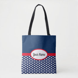 Blocket Blåblå Färg och Polka dots Tote Bag Tygkasse
