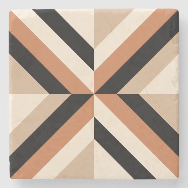 Blocket Brown Modern Geometric Färg Stenunderlägg (Framsidan)