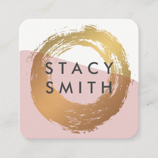Blocket chic i Guld borstat Modern Färg Fyrkantigt Visitkort (Framsida)