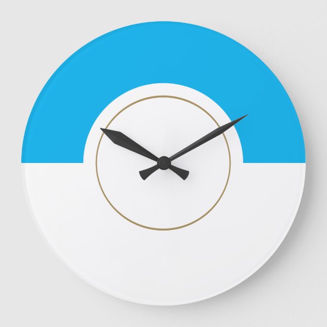 Blocket Färg i den moderna Söten Himlar Blue Round Stor Klocka (Framsida)