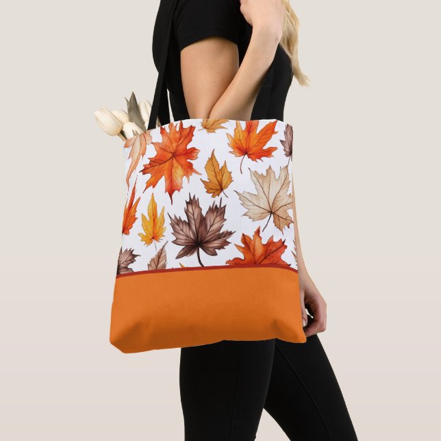 Blocket Höst löv Botanical Print Färg Tygkasse (Närbild)