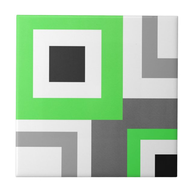 Blocket Lime Grått Black White Färg Kakelplatta (Framsidan)