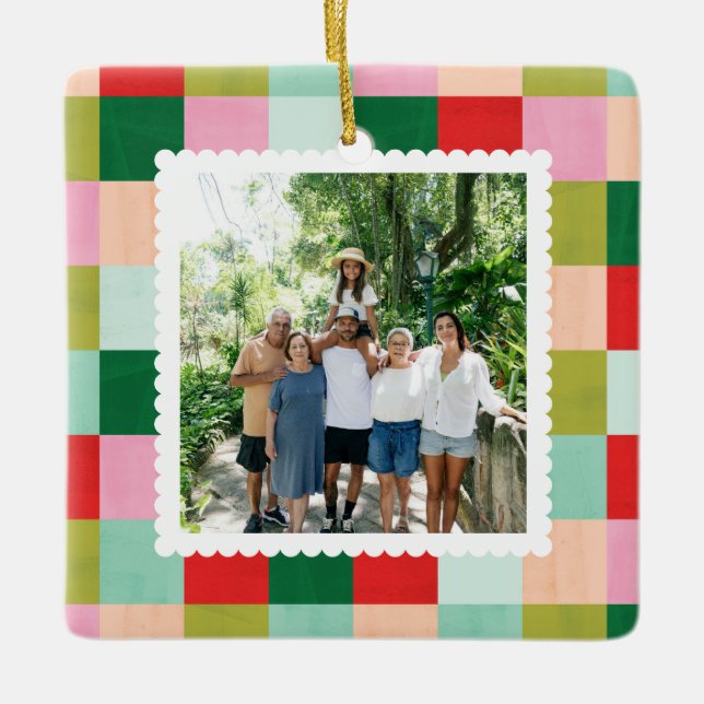 Blocket Merry & Bright Färg Julgransprydnad Keramik (Framsida)