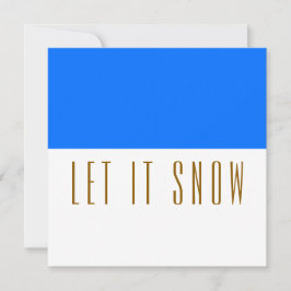 Blocket Modern Bright Blue White "LÅT DET SNÖA" Fä Julkort