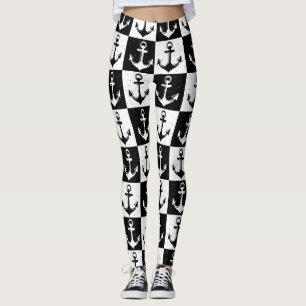 Blocket Mönster med svartvit schackrat block Leggings