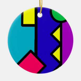 Blocket Retro 80 s Färg Julgransprydnad Keramik