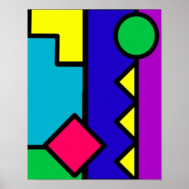 Blocket Retro 80 s Färg Poster (Framsidan)