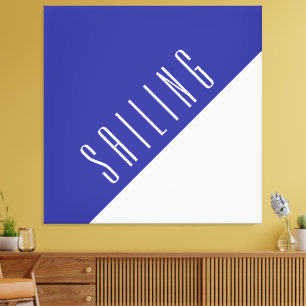 Blocket SAILING Diagonal Deep Blue White Färg Canvastryck