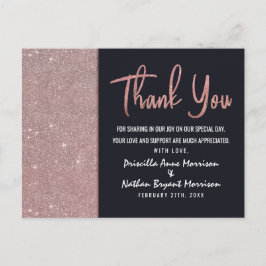 Blocket Tack i Ro vid Glitter Färg vid Guld Vykort