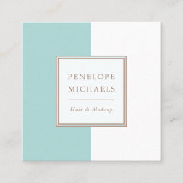 Blocket trendig Blue and White Färg Fyrkantigt Visitkort