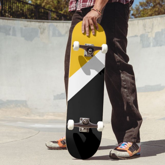 Blockets Stil i Färg, vit gult Mini Skateboard Bräda 18,5 Cm (Skapare uppladdad)