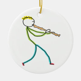 Blockflöjtspelande Stickman Julgransprydnad Keramik