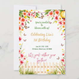 Blockflygare Garden Tea Party födelsedag Inbjudningar