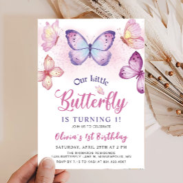 Blockflygets Rosa Lila Girls Birthday-inbjudan Inbjudningar