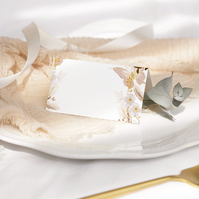 Blockflygplatskort för Boho guld blommigt Placeringskort (Skapare uppladdad)