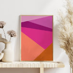 Blockformer för geometrisk Färg i Lila Magenta Poster<br><div class="desc">Vibrant och fetstilt geometrisk blockering av färg med diagonalt linjer och trianglar i magenta,  lila,  gult,  persika och orange,  personlig med ditt namn.</div>
