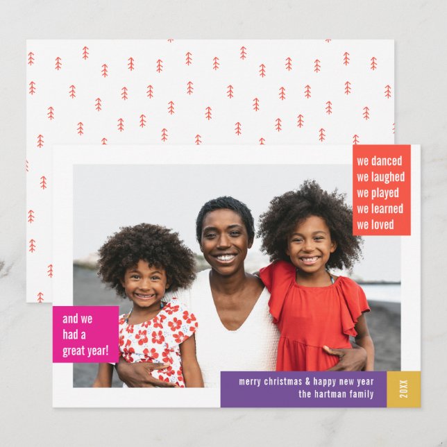 Blockfoto för Bright Modern Färg - Jul Julkort (Fram/baksida)