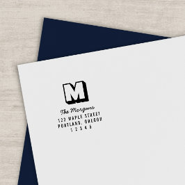 Blockig Monogram-skrift Efternamn Avsändaradress Självfärgande Stämpel