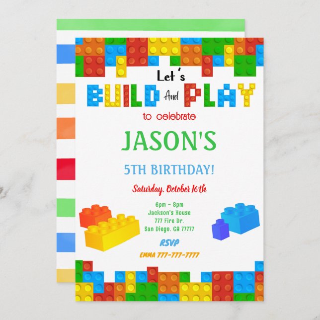 Blockinbjudan Inbjudningar (Fram/baksida)