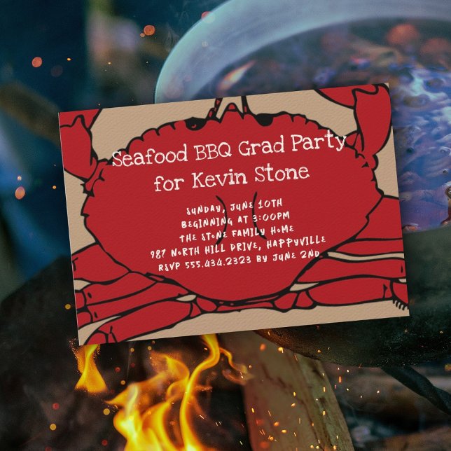 Blockinbjudan till Red Crab Boil BBQ Party Student Inbjudningar (Skapare uppladdad)
