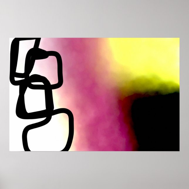 Blockkedja: Abstraktens Rosa, Gult, svartvitt Poster (Framsidan)