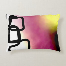 Blockkedja: Abstraktens Rosa, Gult, svartvitt Prydnadskudde